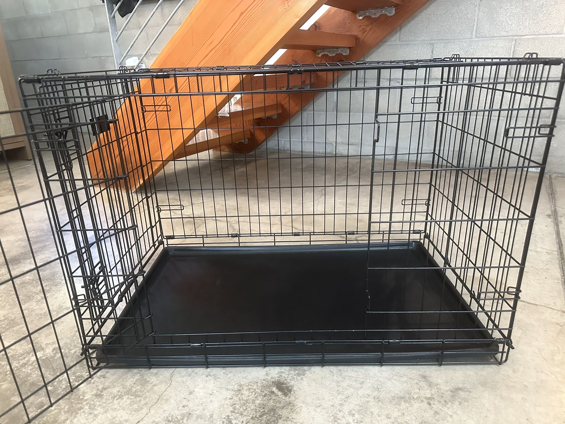 Large Metal Dog Crate – Double Door, Folds Flat, Easy Clean