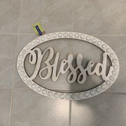 Rustic Blessed Wooden White Wall Decor