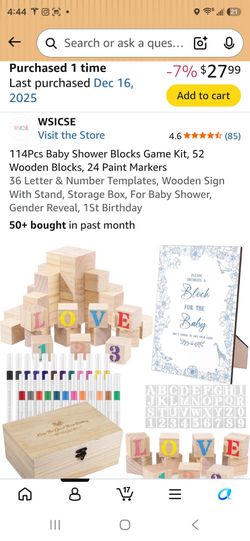 Baby shower blocks 114 piece set