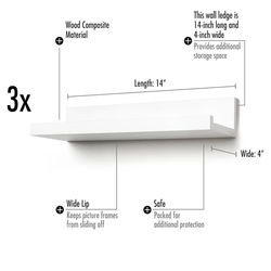 Floating shelves set of 6, as new never used, white color