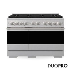 ZLINE 48 in. 6.7 cu. ft. Marino Gas Range with 8 Burner DuoPro Cooktop and Dual Ovens in Satin Stainless Steel
