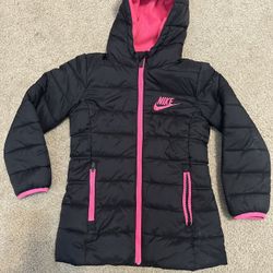 Nike Girls black and pink puffer coat
