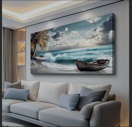 48x24 Wall Art for Bedroom Coconut Trees Canvas Wall Decor Tropical Beach At Sunset Seascape Picture Modern Farmhouse Coastal Artwork Nature Landscape