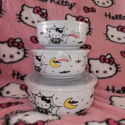 Hello Kitty Ceramic Bowls With Lids