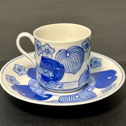 Koransha  Fukagawa Antique 1910s Arita Blue White Cup & Saucer Set REPAIRED