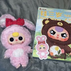 Baby Three 400% Pink Rabbit With Boba Eyes 