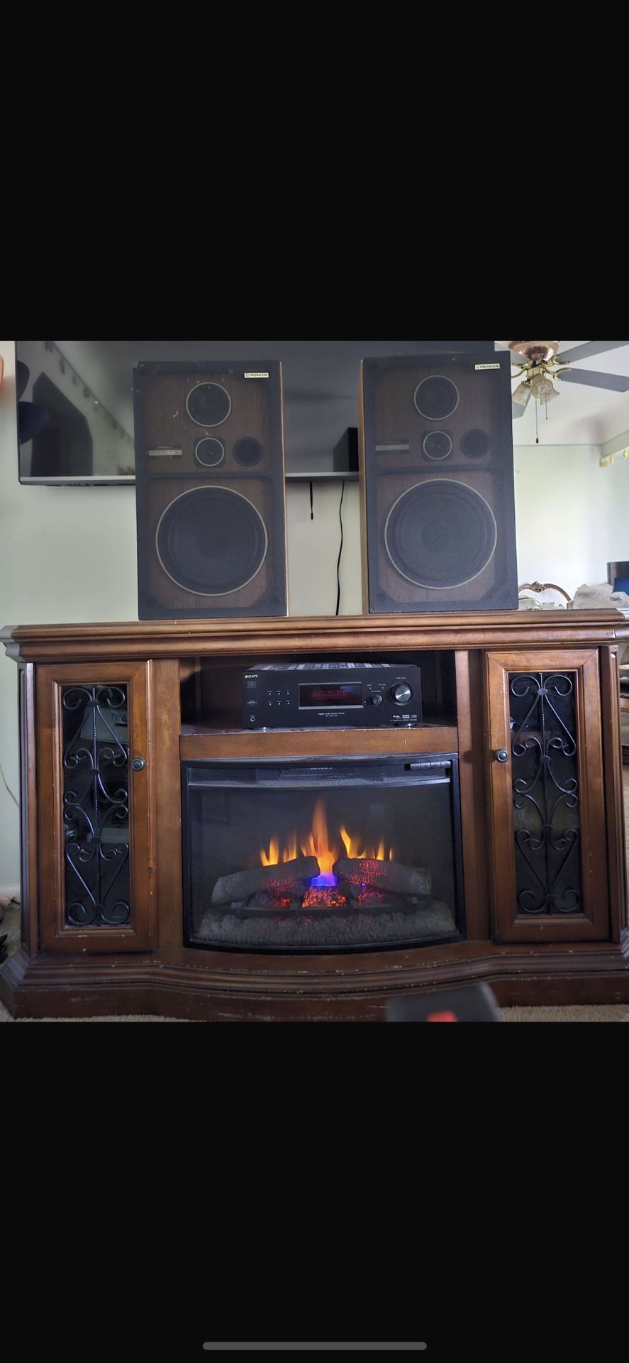 Fireplace And 2 Speakers With a Receiver,All Products : American Fashion Style Bags On Sale