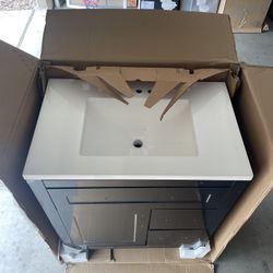 Home Decorators Collection Clady 31 in. Single Sink Matte Black Bath Vanity with White Cultured Marble Top (Assembled) 