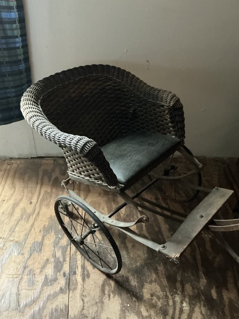 Antique Wicker Baby Rickshaw