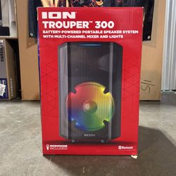 ION TROUPER™ 300 Battery-Powered PA Speaker System – Bluetooth | Multi-Channel Mixer | LED Party Lights