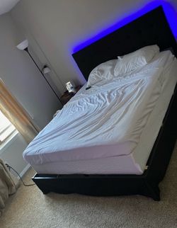 Queen Sized  Black Bed & Mattress