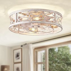 LEDIARY 20” Flush Mount Farmhouse Ceiling Fan With Lights