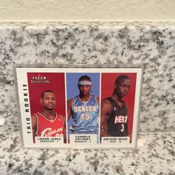 Ultra rare Fleer Triple Rookie Card: Lebron James, Carmelo Anthony And  Dwayne Wade for Sale in Gilbert, AZ - OfferUp