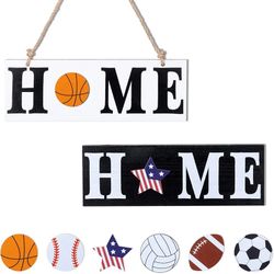 Interchangeable Home Sign, Sports Theme, Double-Sided