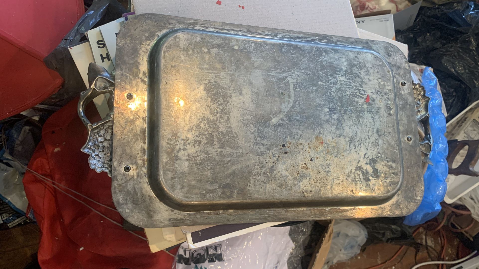 Antique Metal Tray 24”x 12”