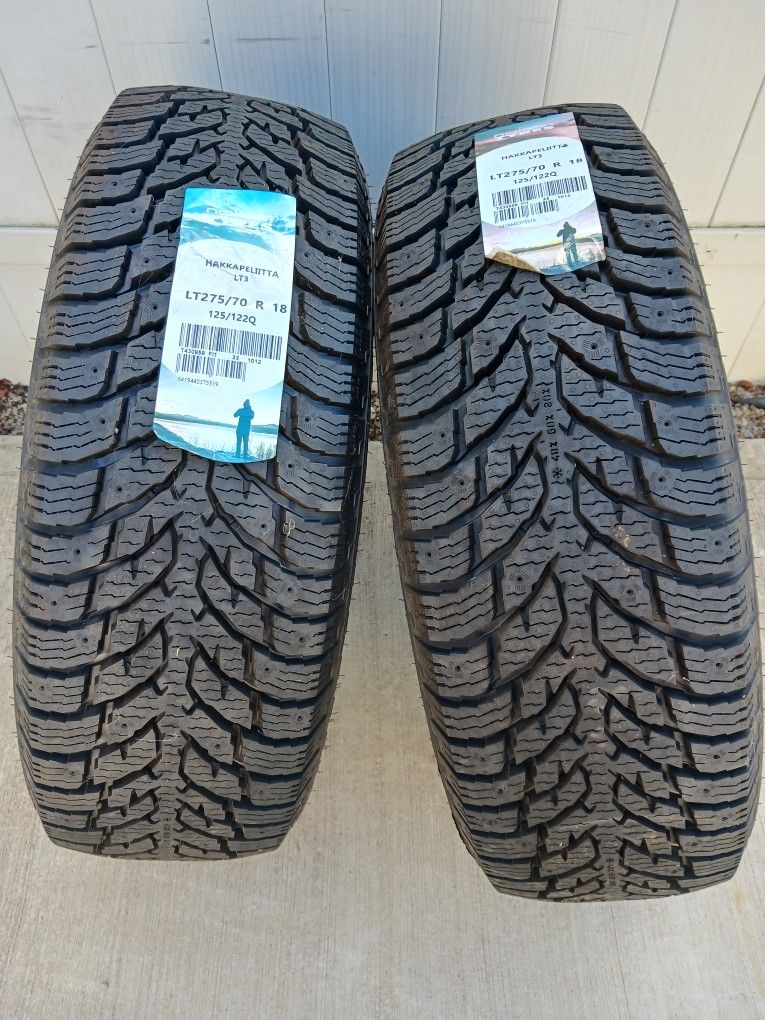 (2) Lt 275 70 R18 Winter Truck Tires 
