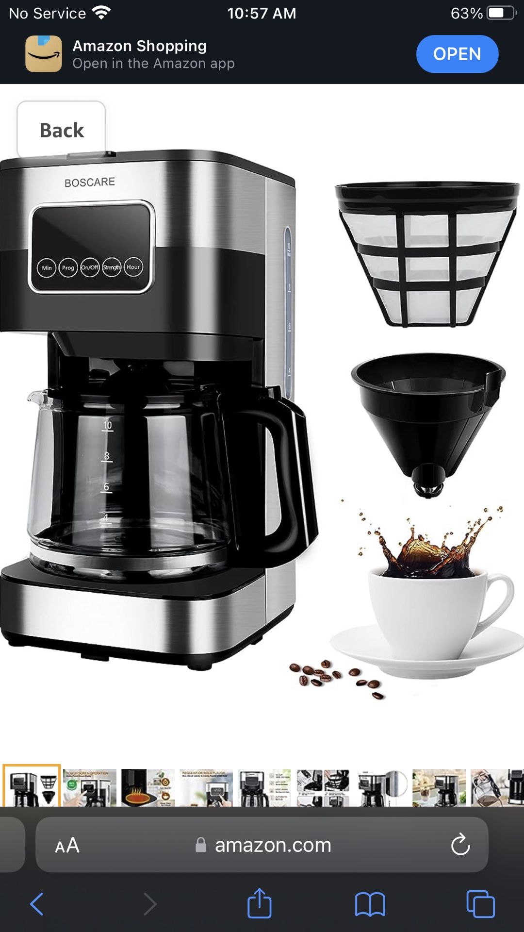 BOSCARE 10-Cup Programmable Coffee Maker: Drip Coffee Maker, Mini Coffee Machine with Auto Shut-off, Strength Control,Stainless Steel,Black