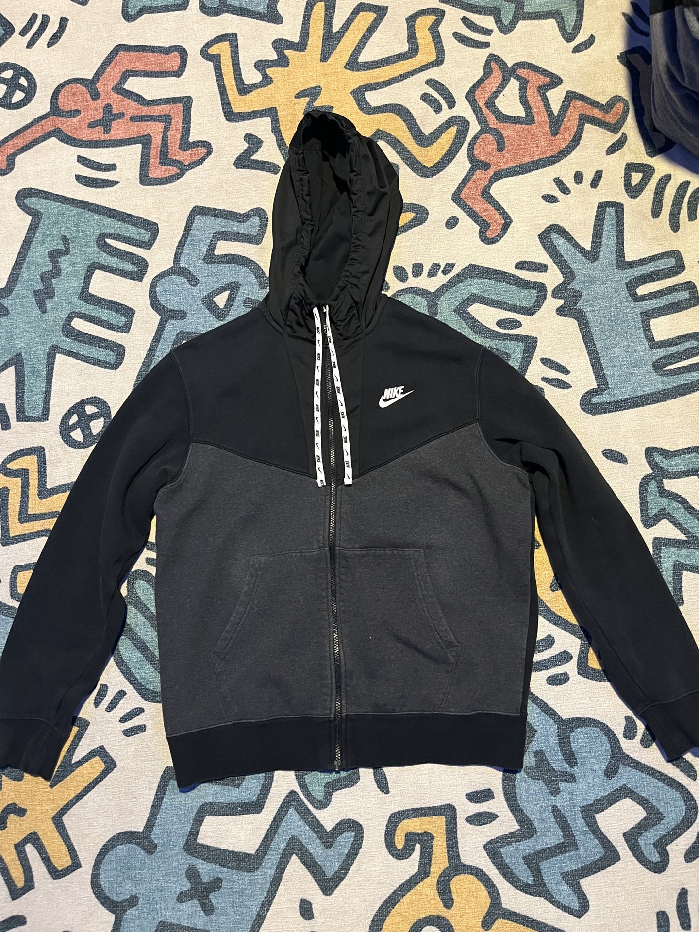 Grey and black Nike zip up hoodie