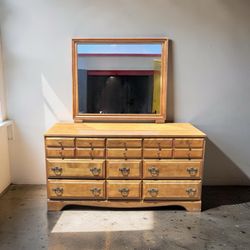 Free Delivery - Vintage Birchfront Nevamar Tops Dresser & Mirror