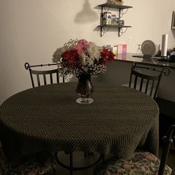 Glass Top Table And 4 Padded Chairs