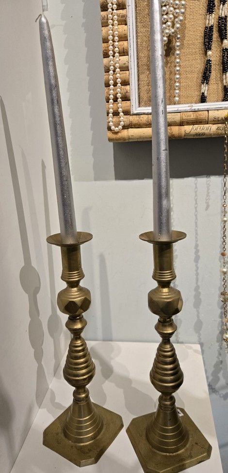 Pair of Solid Brass Candlesticks 22