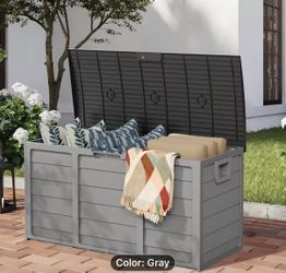New Gray 75 Gallon Resin Outdoor Storage Box with Handles