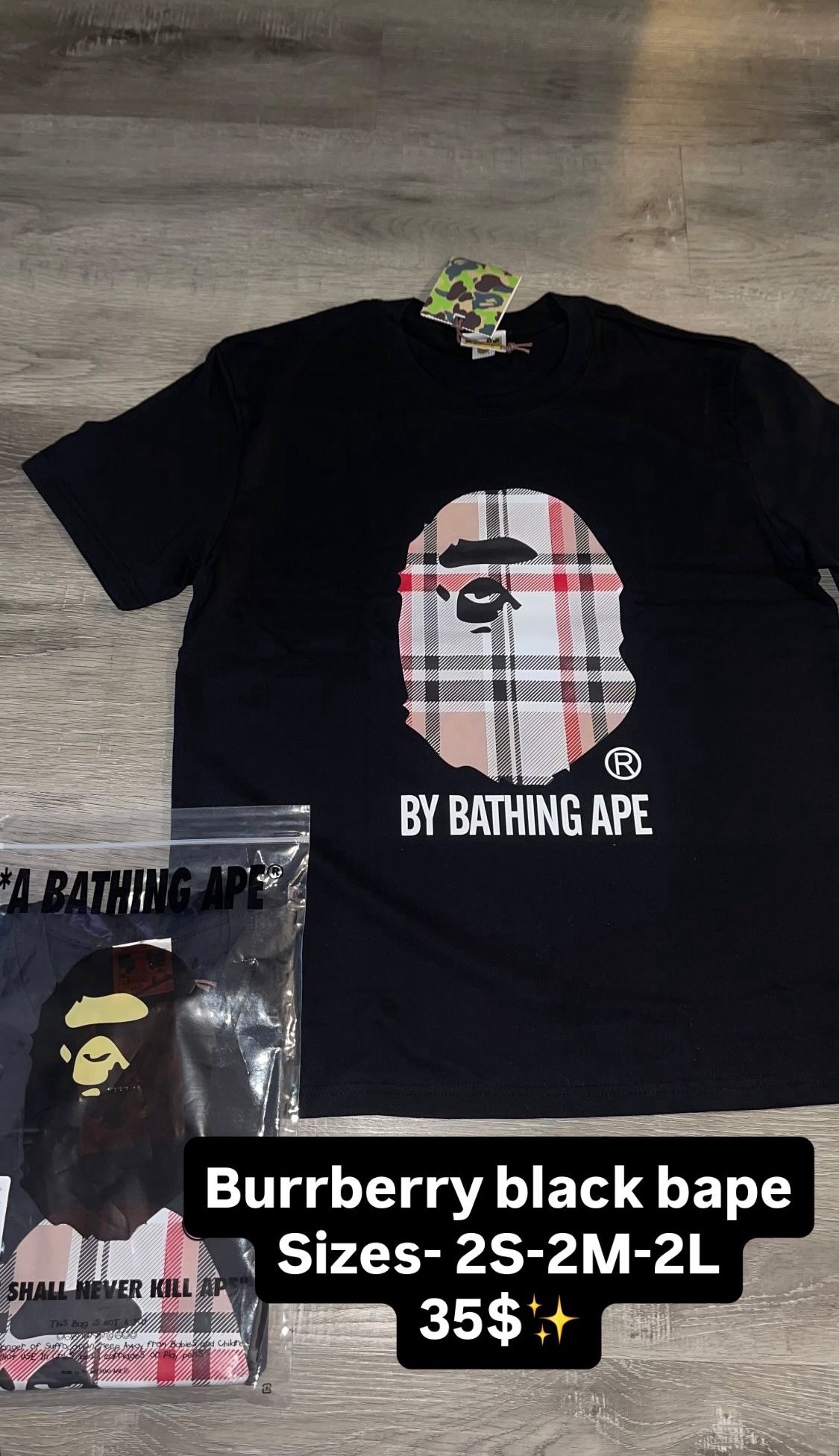 Burrbwry Black Bape Size Small-Medium And Large