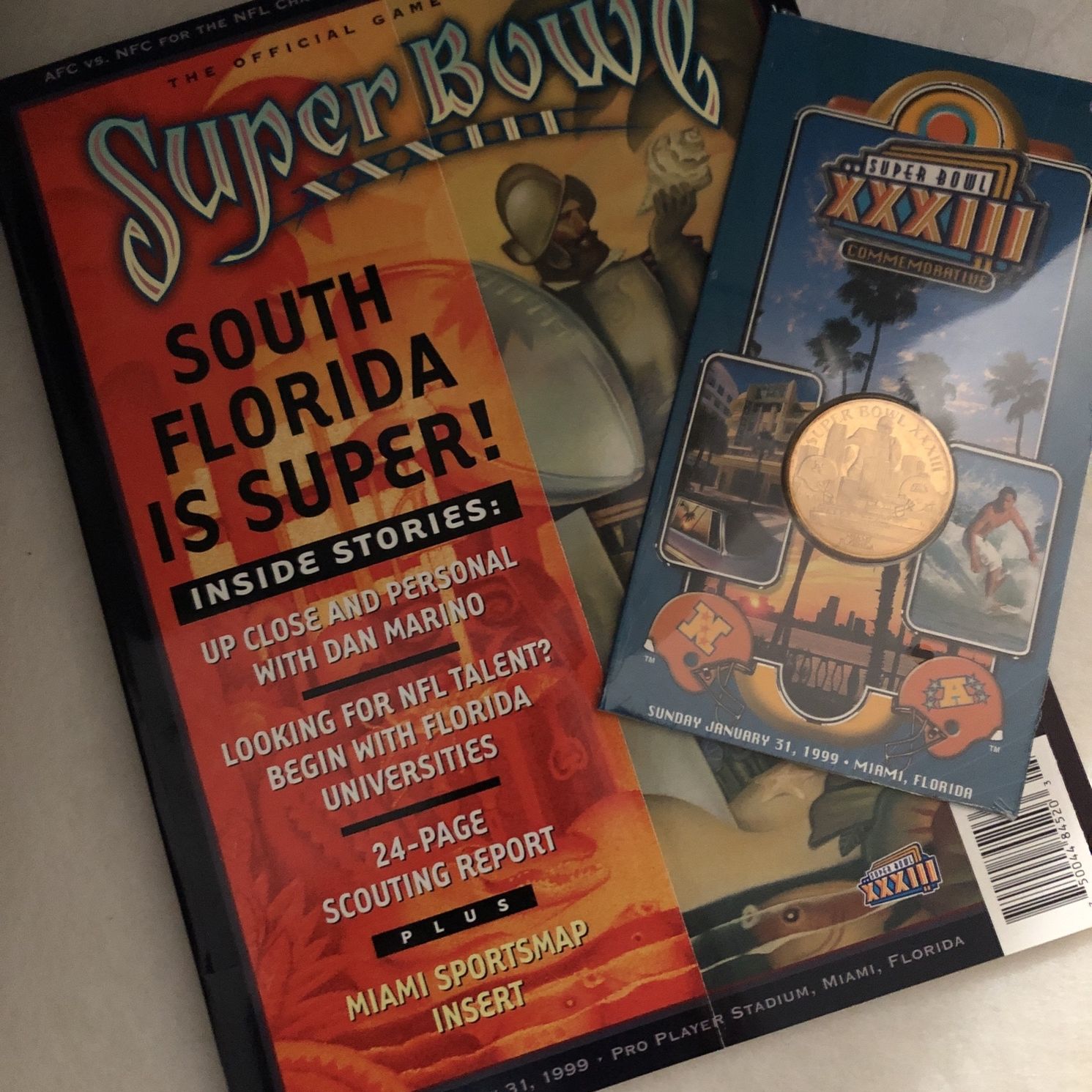 Super Bowl 33 Program and Coin