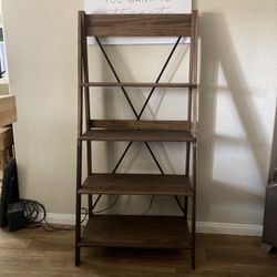 New 68" Solid Leaning Ladder Bookshelf  Walker Edison- Brown  Awesome 🏷 Deal   🚚 Delivery Avail   ➡️ Details Below ⬇️  