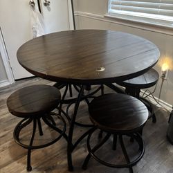 Wood&Metal Barstool Dining Set