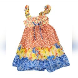 Jona Michelle Size 4T Yellow Orange Blue Ruffle Dress