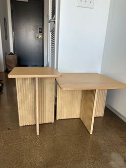 Fluted Nesting Coffee Table Set - Natural
