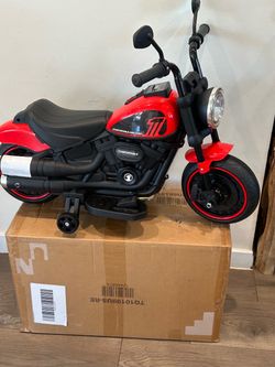 Kids Motorcycle with Training Wheels, 6V Ride-on Toy for Toddler Ages 18-48 Months, Battery-Operated Motorbike for Kids with Single-Button Start, Head
