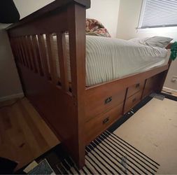 Solid wood double / full bed with drawers