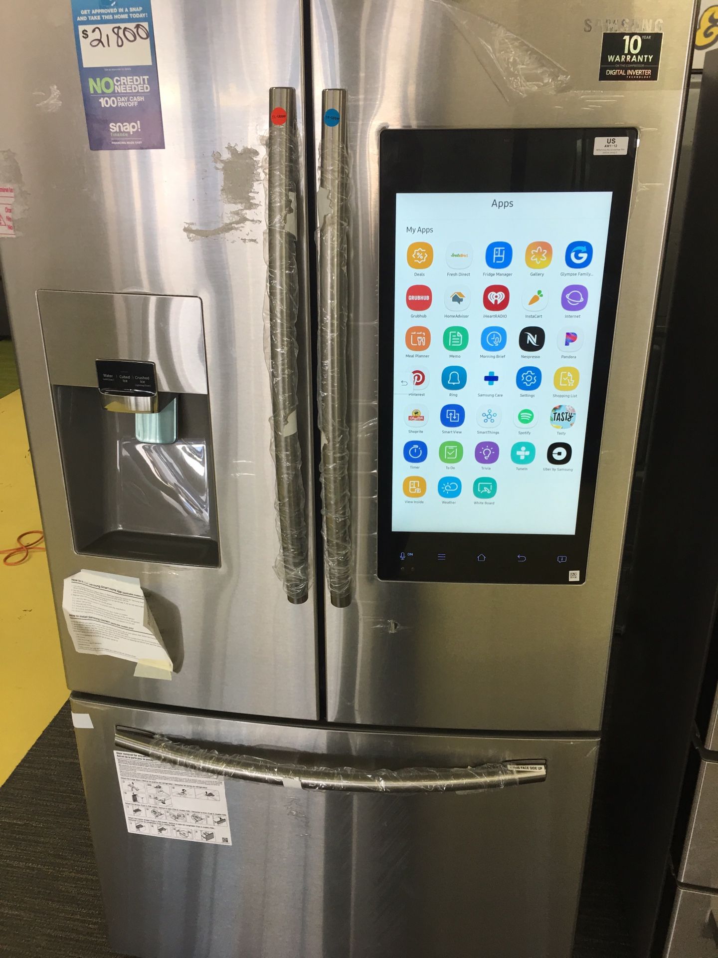 Brand New Samsung Stainless Steel Family Hub Frech Door Refrigerador With Warranty No Credit Needed
