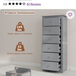 Red Barrel Studio 23" W6-Drawer Dresser Gray In box never opened