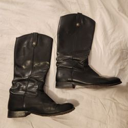 Frye Melissa Button Black Leather Boots