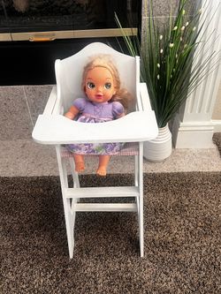 DOLL HIGHCHAIR - Vintage White 24 INCHES - (doll not included)