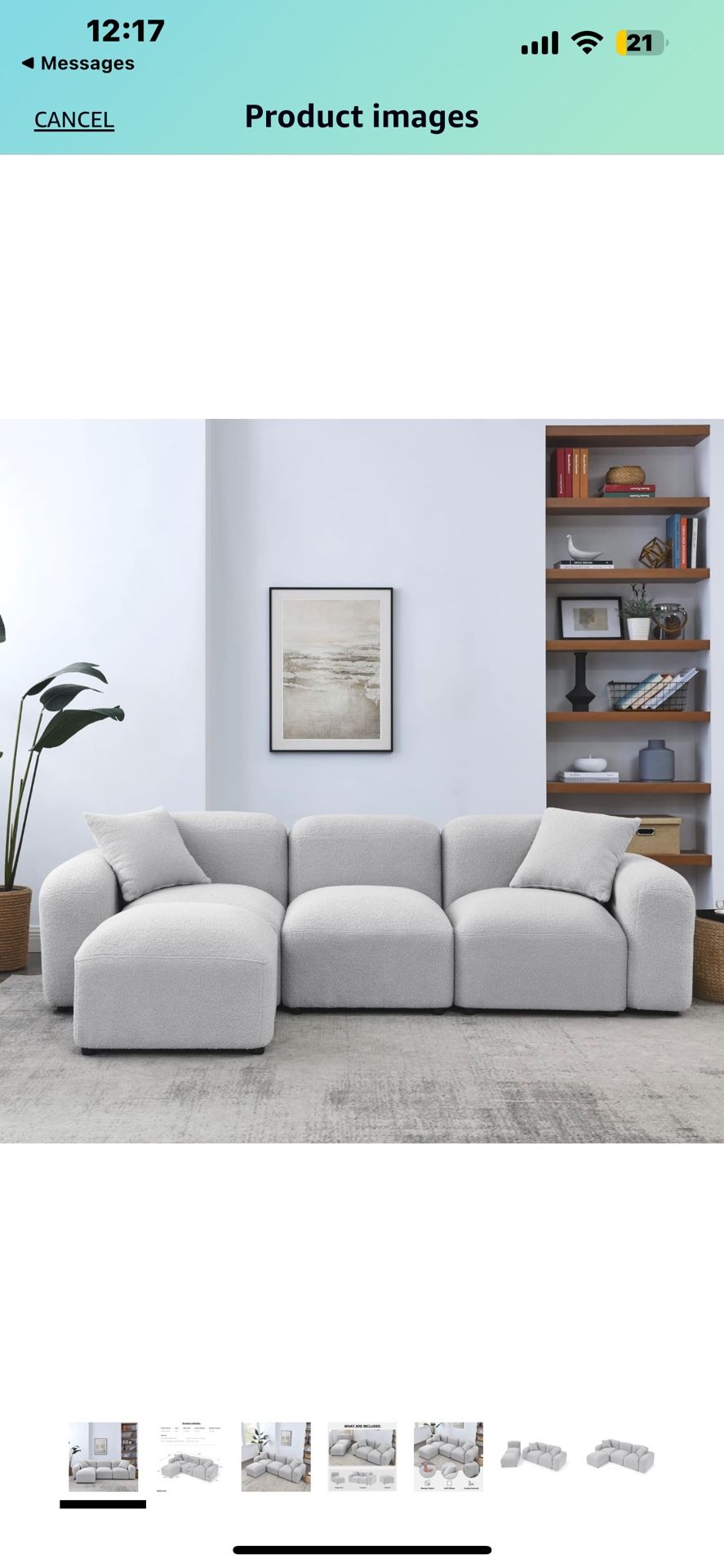 DEINPPA Minimalist Style Modern Modular Sofa Couch with Pillows, 