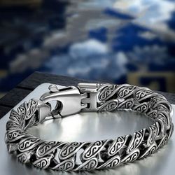 Fashionable And Cool Silver Plated Bracelet For Men, Hip Hop 