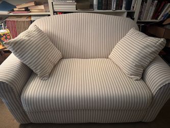Striped loveseat/sofa bed