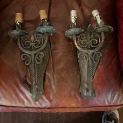 Pair Of Antique Brass Sconces