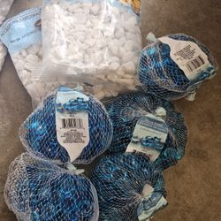 White Rocks / Blue Glass Gems