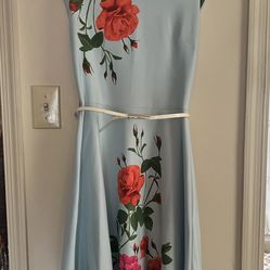 J. Taylor Blue Dress with Floral Prints
