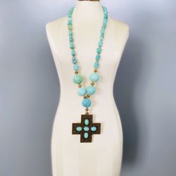 Cross Pendant Turquoise Necklace Set