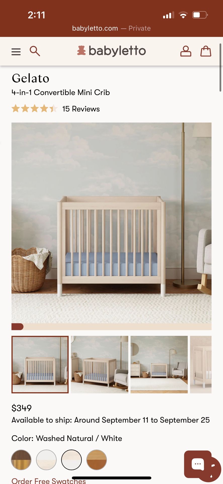 Gelato in Convertible Mini Crib