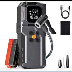5000A Car Battery Jump Starter Pack with built in air compressor - Up to 9.OL Gas/7.OL Diesel Engines 12V Portable Jump Box with USB Charger, LED Ligh