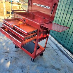General  Tool Box 🧰  Used Have Key 🔑 32"W  38" H  4 Drawer Plus The Top Storage   DIP Drawer   14" 