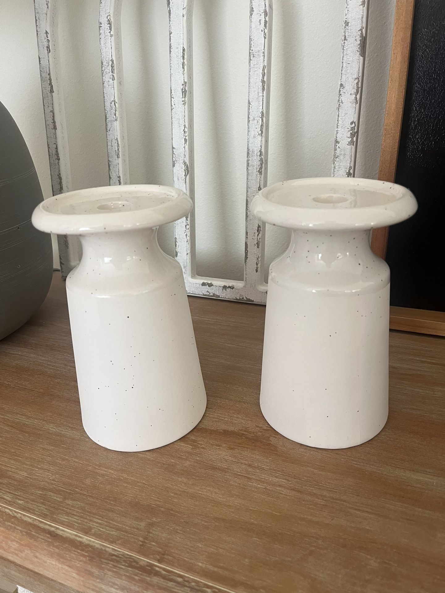 Set Of 2 Ceramic Candle Holders $12