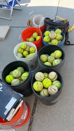 Used softballs 15 each bucket